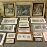 A collection of pictures and prints, to include lithographs,