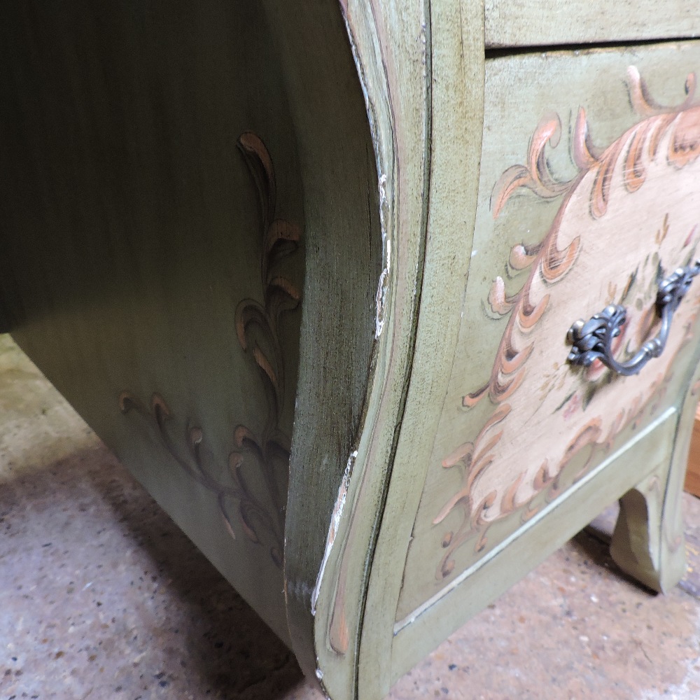 A Venetian style green painted desk, with floral decoration, - Image 13 of 14