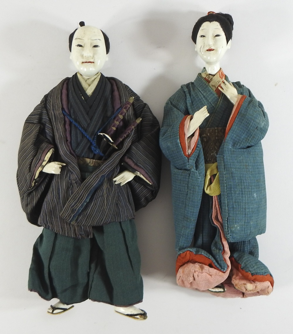 An early 20th century Japanese costume doll, in traditional dress, together with another, - Image 4 of 12