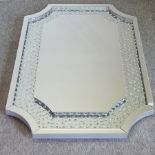 A Venetian style diamante wall mirror, of cartouche shape,