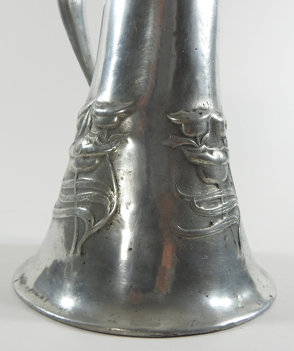 An Art Nouveau Tudric pewter jug, relief decorated with stylised flowers, - Image 5 of 7