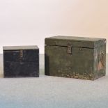 A green painted military style wooden box, 61cm,