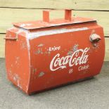 A vintage style painted metal cola cool box,