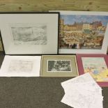 A collection of prints: E de Mowbray, 20th century, Jump Up, 1/30, signed in pencil to the margin,