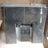 A collection of black marble, to include a part fire surround,