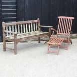 A wooden garden bench, 160cm,