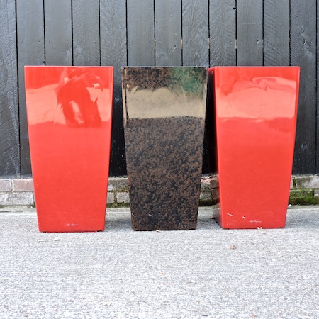 Three various garden pots,