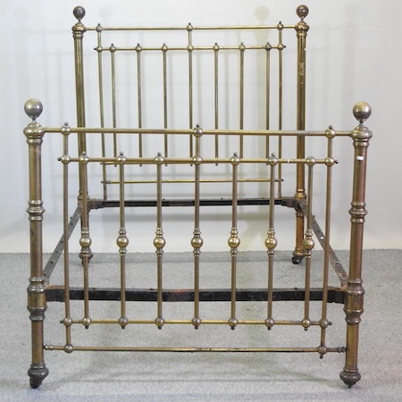 A Victorian brass double bed frame,