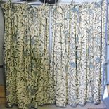 Two pairs of William Morris style floral curtains, each curtain approximately 210 x 250cm,