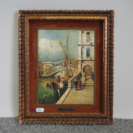 D Colli, early 20th century, figures by the Rialto Bridge, Venice,