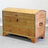 A Victorian pine dome top trunk,