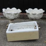 A pair of reconstituted stone planters, 48cm,