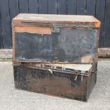 A vintage black painted trunk, 91cm,