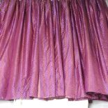 Two pairs of purple striped silk curtains,