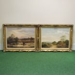 Albert Wells Price, country landscape, signed oil on canvas, a pair,