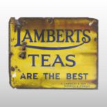 A vintage enamel advertising sign, 'Lambert's Teas',