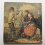 Continental School, (19th century), a group portrait of four children, oil on board,