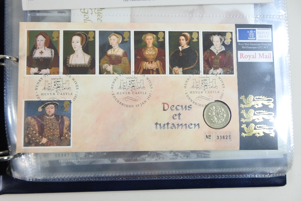 A collection of Royal Mail/Royal Mint philatelic numismatic covers, in two albums, - Image 9 of 13