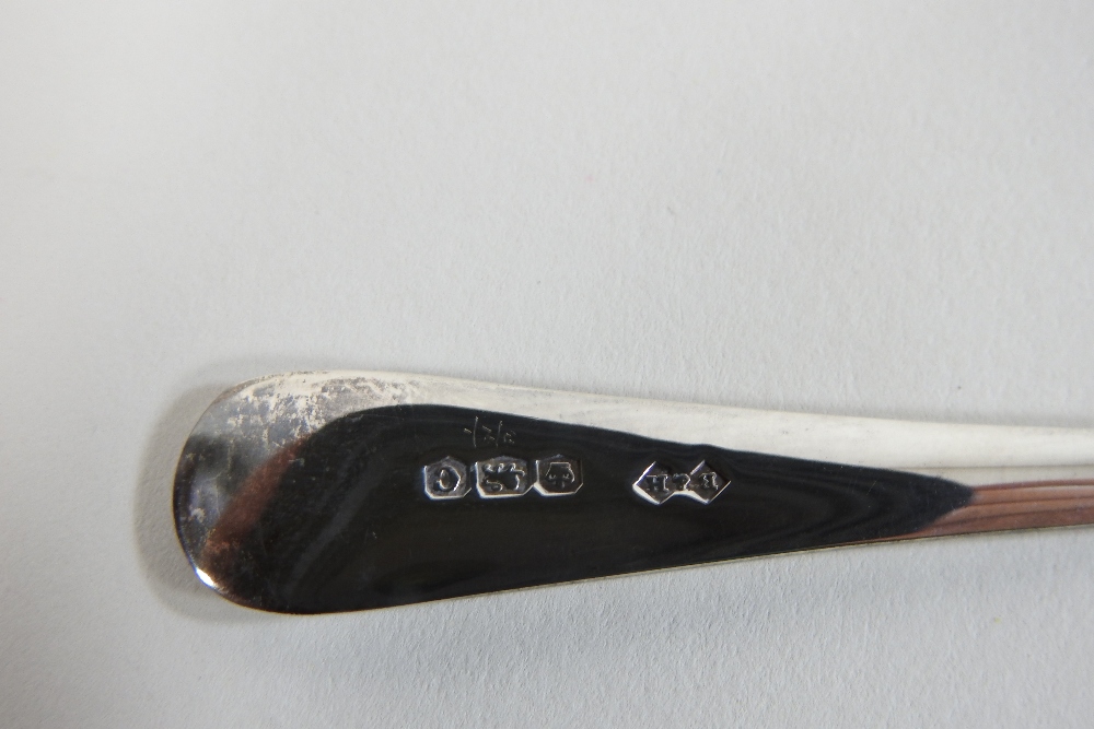 A George III silver table spoon, marks rubbed engraved M*S, marks rubbed, 20cm long, - Image 10 of 12