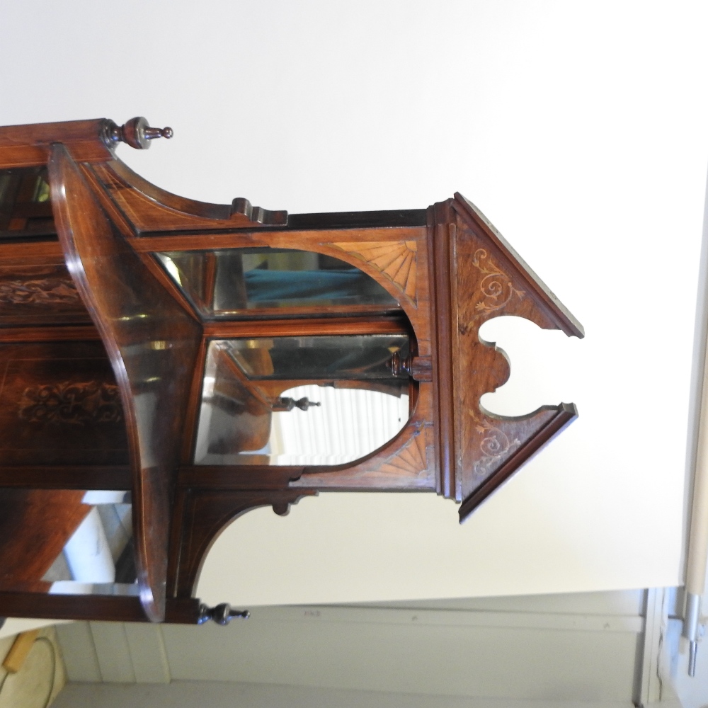 A Victorian rosewood and marquetry inlaid standing corner cabinet, - Image 2 of 5