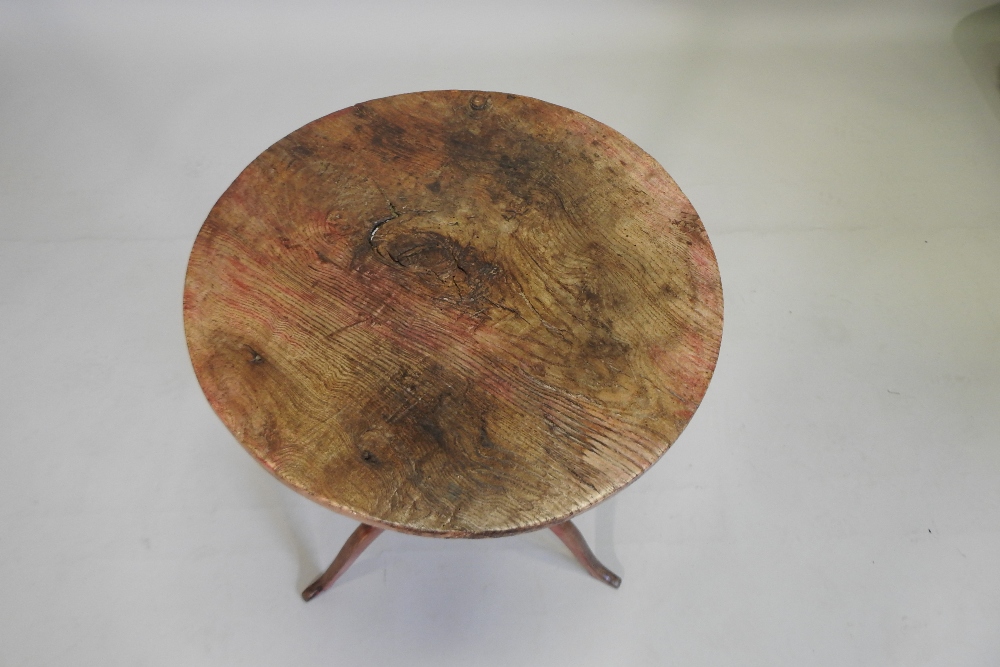 An early 19th century burr elm occasional table, on a baluster turned column and tripod base, - Image 4 of 7