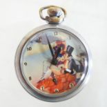 An early 20th century open faced erotic pocket watch,