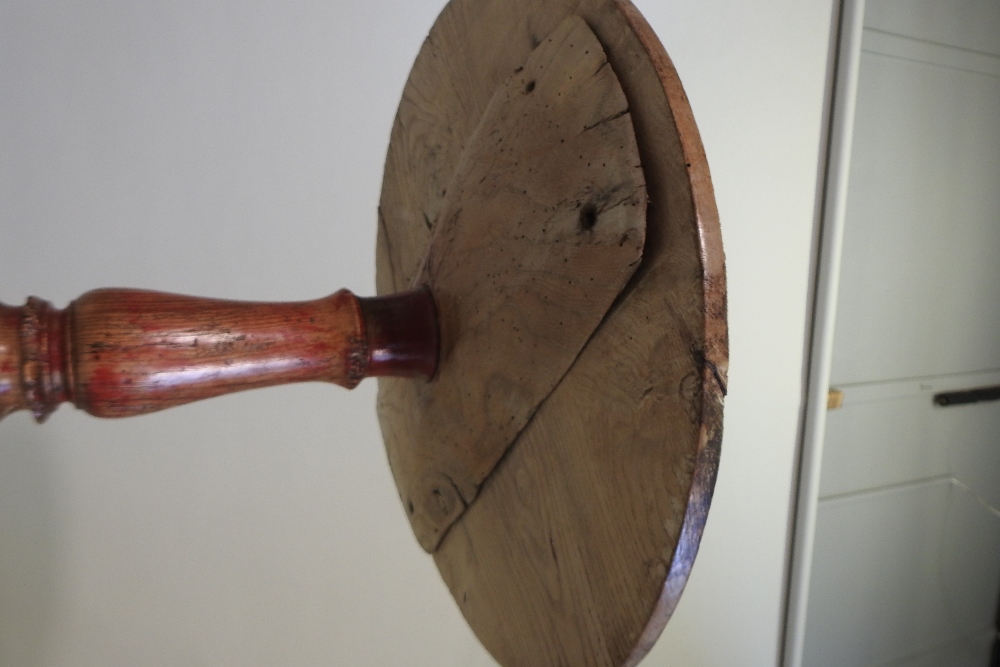 An early 19th century burr elm occasional table, on a baluster turned column and tripod base, - Image 6 of 7