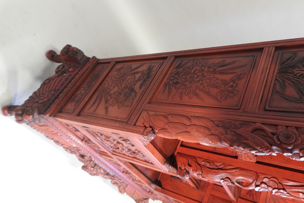 A Chinese red lacquered cabinet, - Image 8 of 14