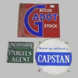 A vintage enamel advertising sign, 'Gadot', 48 x 53cm,