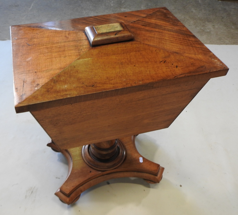 A Regency mahogany teapoy, on a turned column and platform base, - Image 3 of 8