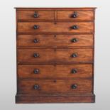 An early 19th century mahogany chest of drawers, of large proportions,