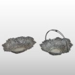 A pair of Victorian pierced silver sweetmeat dishes, one with a raised handle, Birmingham 1899,