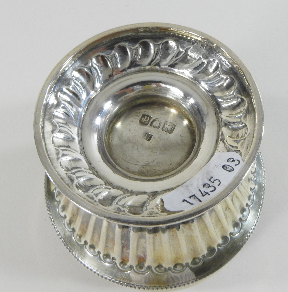 A late Victorian silver tea canister, the lid decorated with swags above a half gadrooned body, - Image 3 of 5