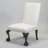 A Georgian style cream upholstered side chair, on cabriole legs,