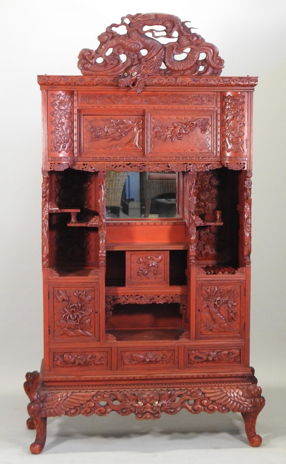 A Chinese red lacquered cabinet, - Image 7 of 14