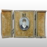 English School, (19th century), a miniature portrait of a lady, oil on ivory, 4.5 x 3.