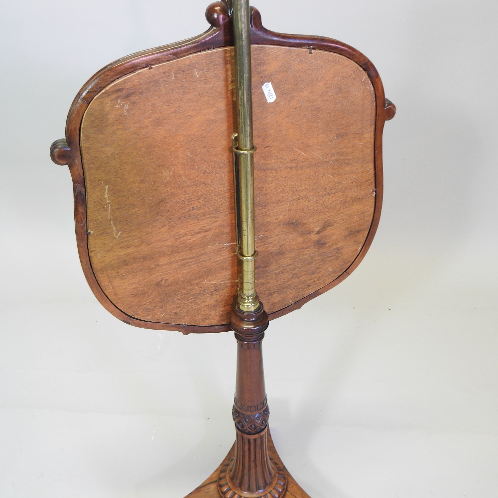 A late Regency rosewood needlepoint pole screen, on fluted column and a triform base, - Image 7 of 8