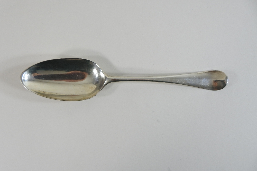 A George III silver table spoon, marks rubbed engraved M*S, marks rubbed, 20cm long, - Image 5 of 12
