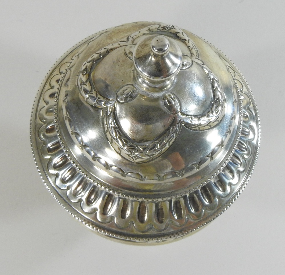A late Victorian silver tea canister, the lid decorated with swags above a half gadrooned body, - Image 5 of 5