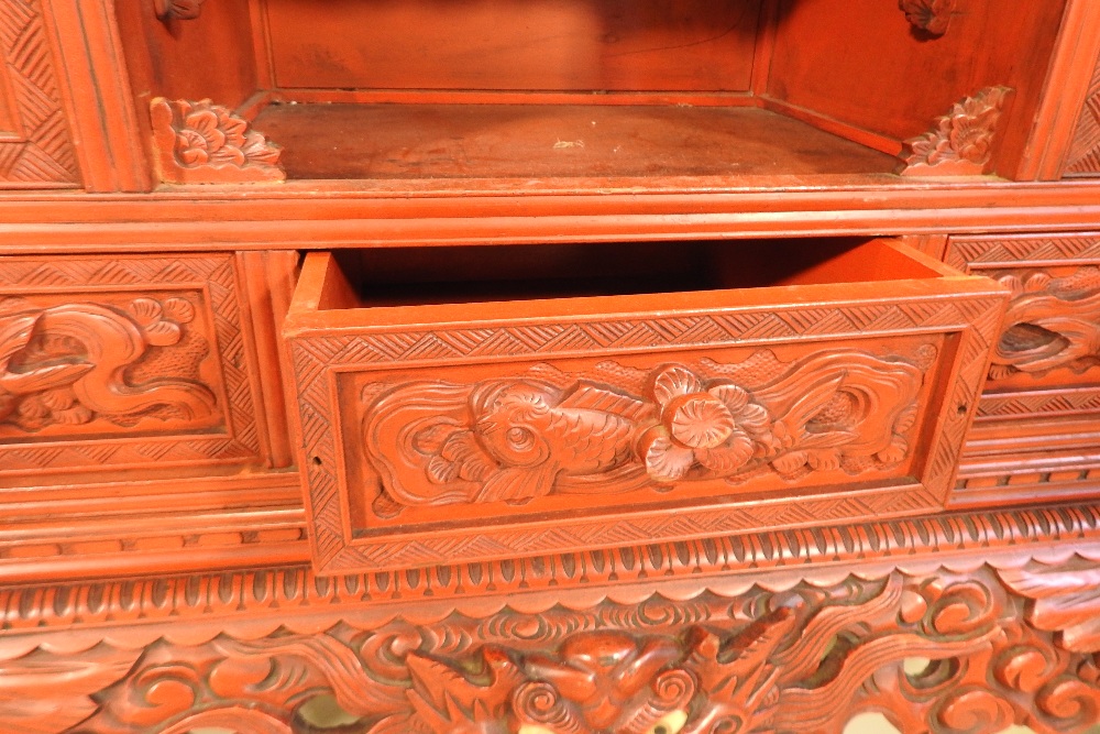 A Chinese red lacquered cabinet, - Image 4 of 14