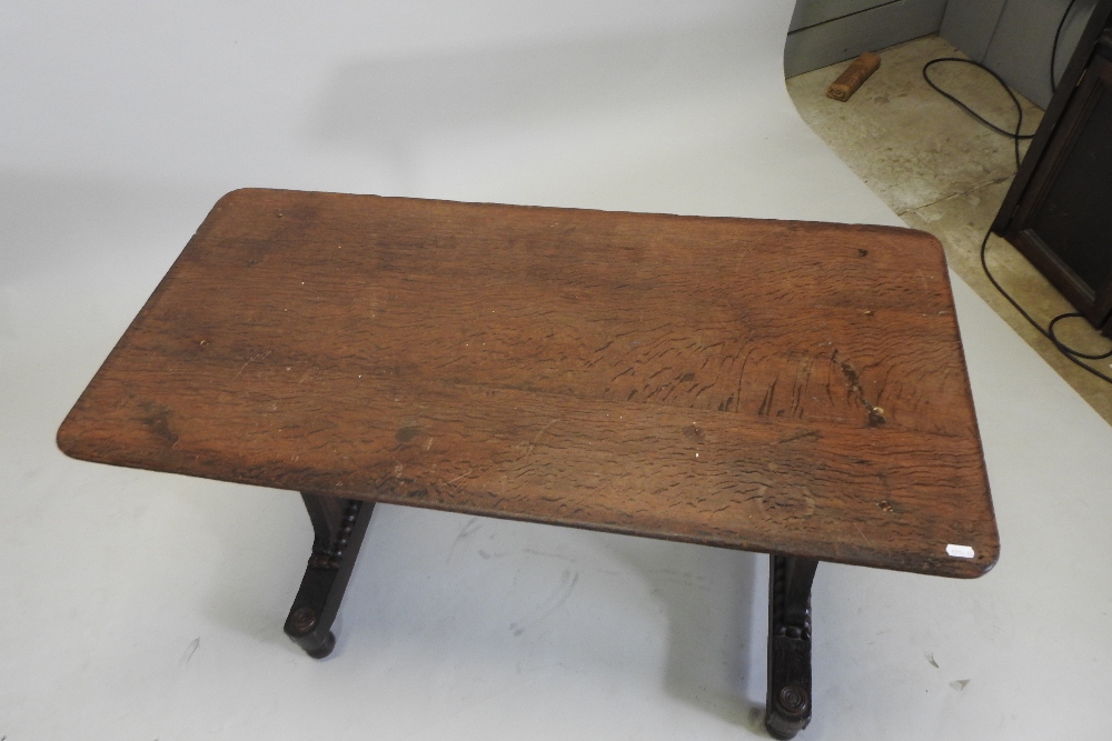 A Regency grained oak side table, with a rectangular top, on scrolled end supports, - Image 4 of 4