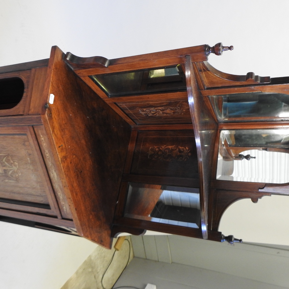 A Victorian rosewood and marquetry inlaid standing corner cabinet, - Image 5 of 5