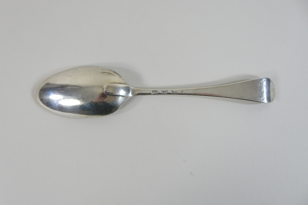 A George III silver table spoon, marks rubbed engraved M*S, marks rubbed, 20cm long, - Image 6 of 12