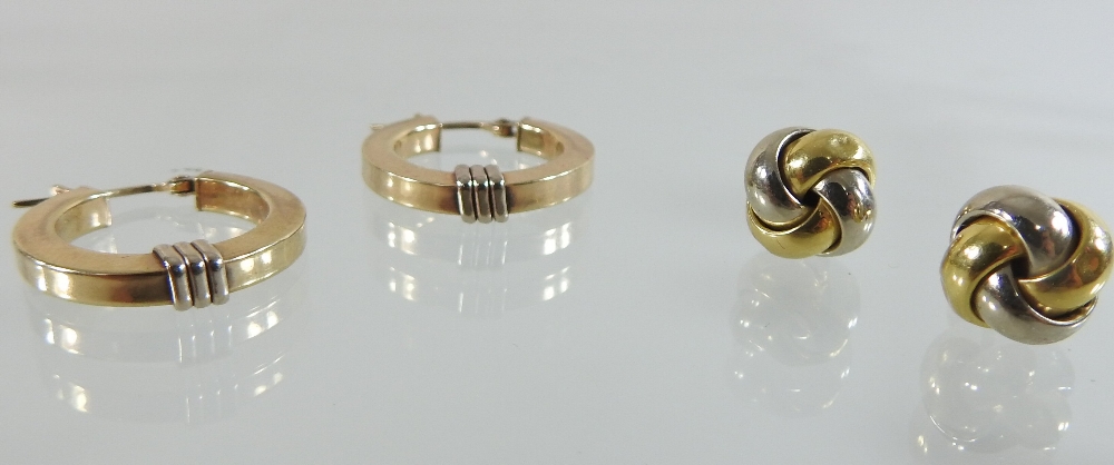 A pair of 9 carat gold hoop earrings, 2cm diameter, - Image 4 of 4