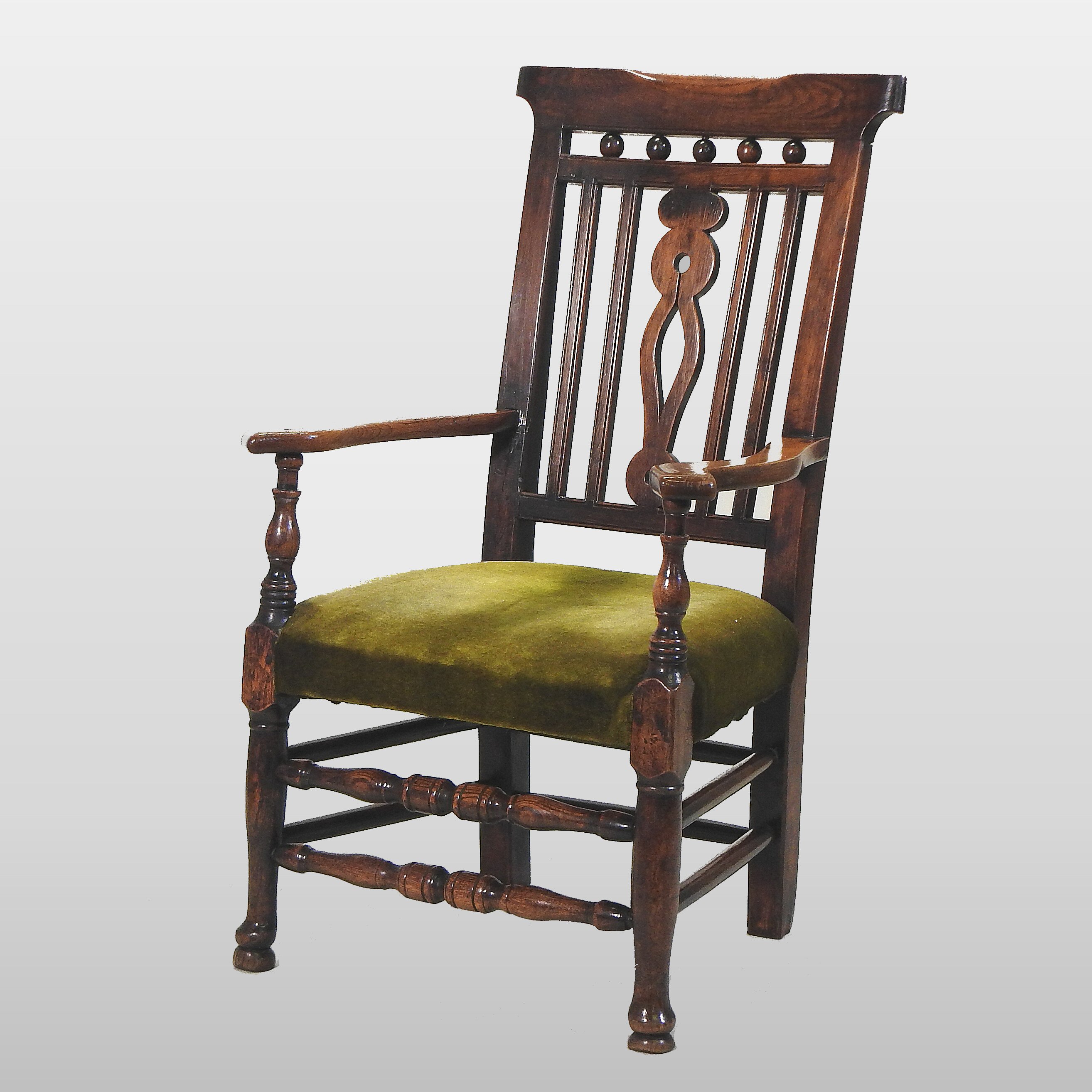 A George III ash and elm open armchair, of Mendlesham style,