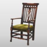 A George III ash and elm open armchair, of Mendlesham style,