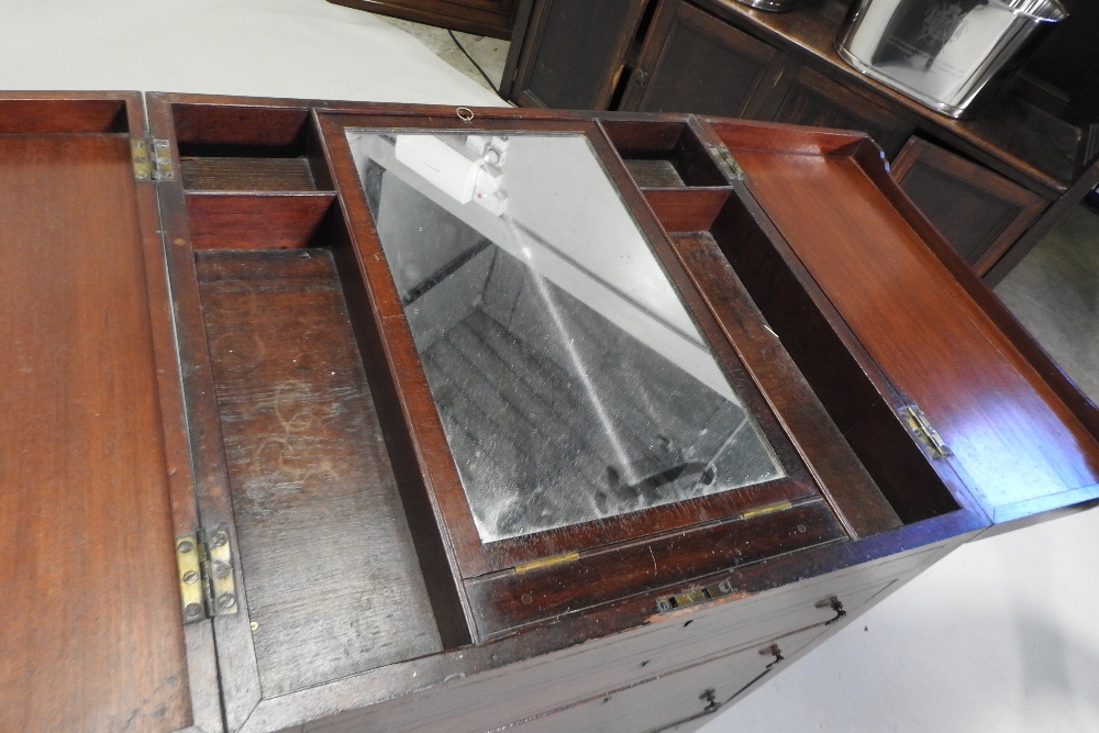 A George III mahogany enclosed washstand, with a dual hinged top and cupboards below, - Image 10 of 12