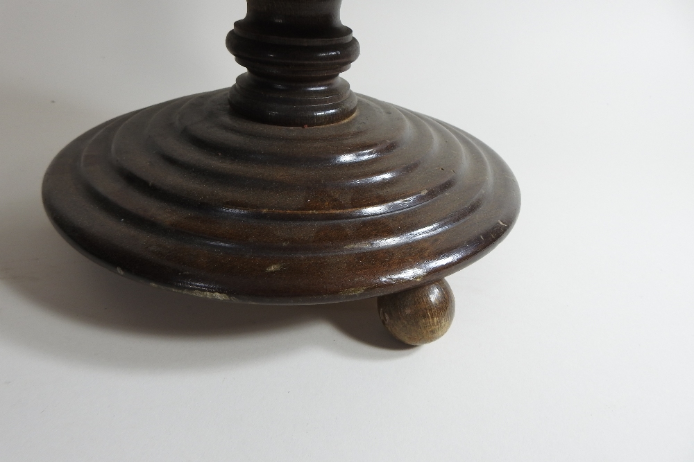 A 19th century oak peat bucket, with a brass liner, standing on three ball feet, 45cm high, - Image 2 of 8