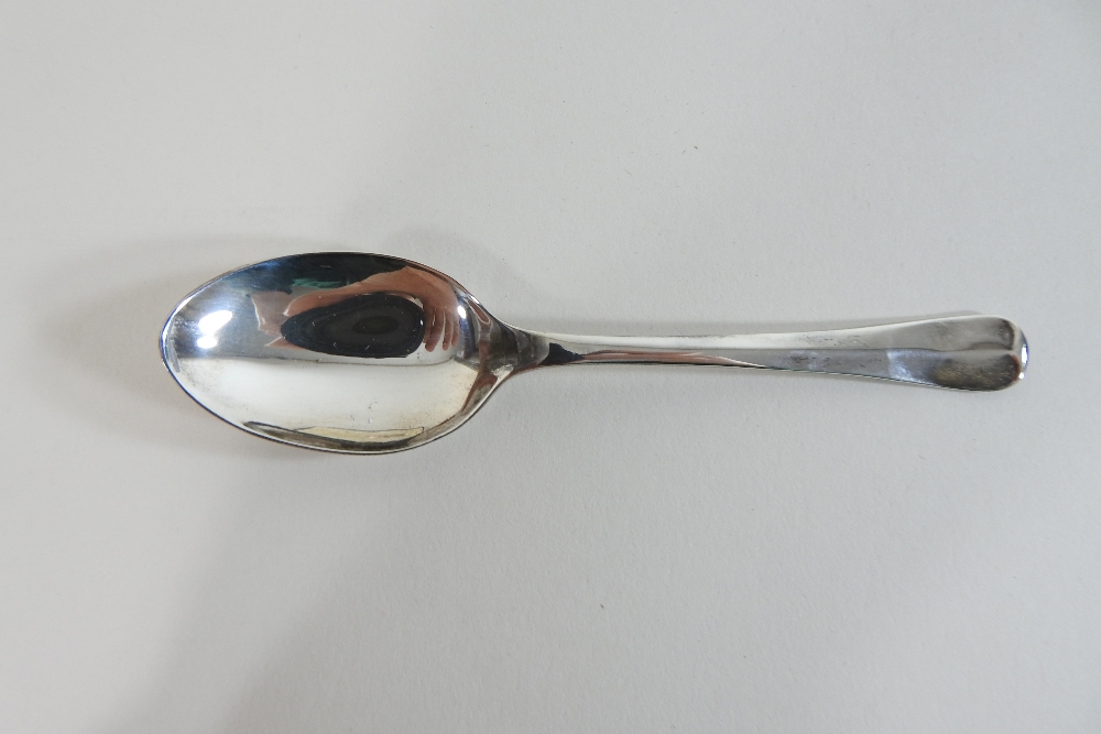 A George III silver table spoon, marks rubbed engraved M*S, marks rubbed, 20cm long, - Image 8 of 12