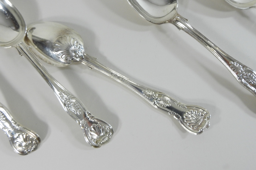 A set of six early 20th century silver Queens pattern dessert spoons, London 1901, - Image 6 of 6